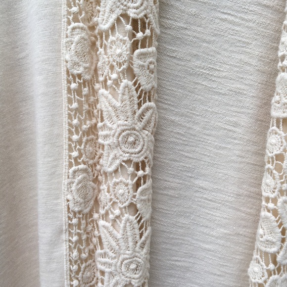 Lucky Brand Cream Cardigan W/Irish Crocheted Lace - Picture 4 of 11